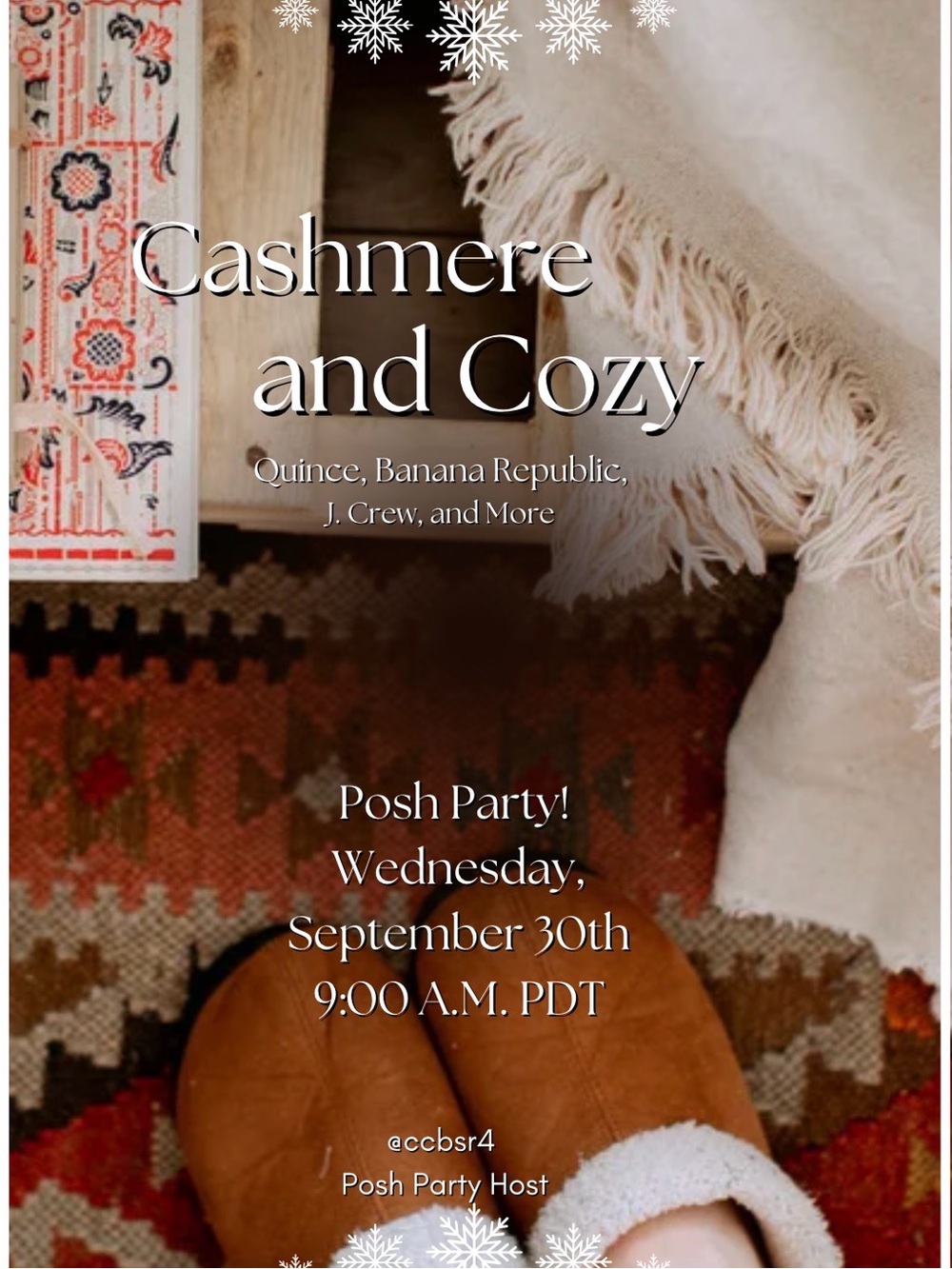 Join us for the Cashmere & Cozy Posh Party!! September 30 @ 9:00 A.M.